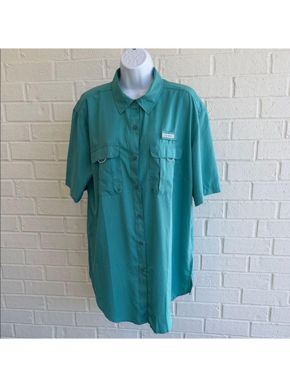 Ocean+Coast Women's Teal Button Up Short Sleeve Fishing Shirt. Like NEW Size XL